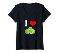Mujer Me encantan Las Coles de Bruselas Verduras Divertidas Camiseta Cuello V