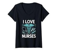 Mujer Me encantan Las Enfermeras entusiastas de la Medicina Camiseta Cuello V