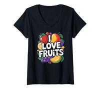 Mujer Me encantan las frutas, vibrant Fresh Delight Camiseta Cuello V