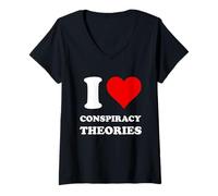 Mujer Me encantan Las teorías de conspiración Camiseta Cuello V