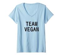 Mujer Me encantan los Animales y no los como! Veganos Team Vegan Love Camiseta Cuello V