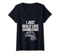 Mujer Me encantan los Camaleones Gracioso Amante de los Animales Camiseta Cuello V