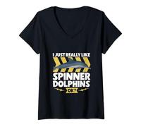 Mujer Me encantan los delfines tornillo Camiseta Cuello V