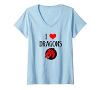 Mujer Me encantan los Dragones, me encantan los Dragones, Halloween, Spirit Dragon, Amante Camiseta Cuello V
