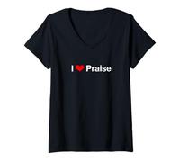 Mujer Me encantan los elogios Camiseta Cuello V