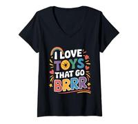 Mujer Me encantan los juguetes que van Brrr, broma para adultos Humor Sarcasmo Hombres Mujeres Camiseta Cuello V
