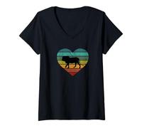 Mujer Me encantan los Leones en África corazón Desierto Serengeti Safari Camiseta Cuello V