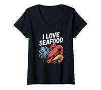 Mujer Me encantan los personajes lindos de los mariscos bajo el agua Camiseta Cuello V