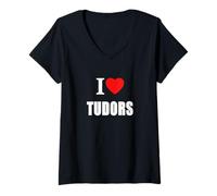 Mujer Me encantan los Tudors para los Estudiantes de Historia Profesores e historiadores. Camiseta Cuello V