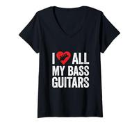 Mujer Me encantan Todas mis Guitarras para bajo de coleccionista Camiseta Cuello V