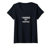 Mujer Me gané mi herpes Camiseta Cuello V