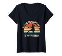 Mujer Me gusta el balonmano y ganar | Funny Handball Camiseta Cuello V