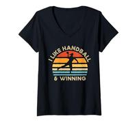 Mujer Me gusta el balonmano y ganar | Funny Handball Camiseta Cuello V