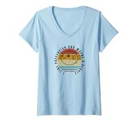 Mujer Me Gusta el pez Globo y Tal Vez 3 Personas Divertidos Peces Globo Camiseta Cuello V