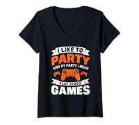 Mujer Me Gusta IR de Fiesta y de Fiesta me Refiero a Jugar Videojuegos Camiseta Cuello V
