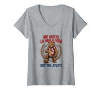 Mujer Me Gusta La Mala Vida Soy del Atleti Oso Madrid Futbol Camiseta Cuello V