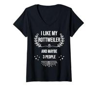 Mujer Me Gusta mi Rottweiler, Tal Vez 3 Personas, Divertido Perro Retro Vintage Camiseta Cuello V