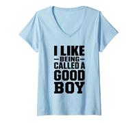 Mujer Me Gusta Que me llamen un Buen Chico Cita sarcástica Camiseta Cuello V