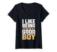 Mujer Me Gusta Que me llamen un Buen Chico Meme Divertido Camiseta Cuello V