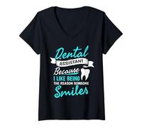Mujer Me gusta ser la razón por la que alguien sonríe divertido asistente dental Camiseta Cuello V