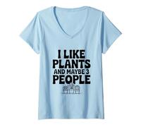Mujer Me Gustan Las Plantas y Tal Vez 3 Personas Amante de Las Plantas Divertidas Camiseta Cuello V