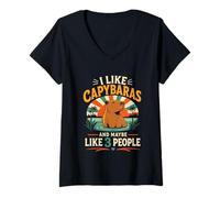 Mujer Me Gustan los capibaras y Tal Vez como 3 Personas Camiseta Cuello V