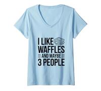 Mujer Me Gustan los gofres y Tal Vez 3 Personas Humor Divertido Foodie Camiseta Cuello V