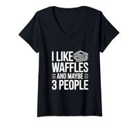 Mujer Me Gustan los gofres y Tal Vez 3 Personas Humor Divertido Foodie Camiseta Cuello V