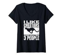 Mujer Me Gustan los guepardos y quizás 3 Personas Guepardo Divertido Camiseta Cuello V