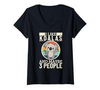 Mujer Me Gustan los Koalas y Tal Vez 3 Personas Koala Divertido Camiseta Cuello V