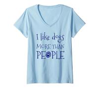 Mujer Me Gustan los Perros más Que la Gente Divertido sarcástico Vintage Retro Camiseta Cuello V