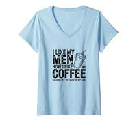 Mujer Me Gustan mis Hombres Café sarcástico Humor matutino Mujeres descaradas Camiseta Cuello V