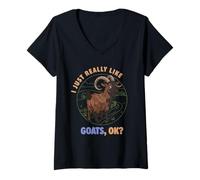 Mujer Me Gustan Mucho Las Cabras Ok Animal de Granja Lindo Kiko Goat Camiseta Cuello V