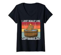 Mujer Me gustan mucho los capibaras Niños Niña Niños Mujeres Capibara Camiseta Cuello V