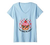 Mujer Me haces feliz Camiseta Cuello V