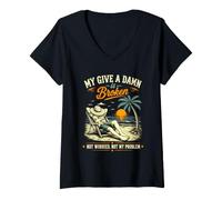Mujer Me Importa un bledo, no me Preocupa, no es mi Problema, es Gracioso Camiseta Cuello V