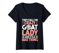 Mujer Me Llaman Crazy Goat Lady como si Fuera Algo Malo Camiseta Cuello V