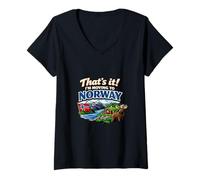 Mujer Me Mudo a Noruega Divertido Humor de Viaje a Noruega Camiseta Cuello V
