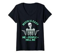 Mujer Me Plus People es igual al infierno No hay matemáticas divertidas sobre esqueletos Camiseta Cuello V