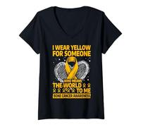 Mujer Me pongo amarillo para alguien que significa el mundo para mí Camiseta Cuello V