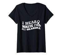 Mujer Me Pongo Blanco para mi Abuela Apoyo para el cáncer de pulmón Hombres Mujeres Camiseta Cuello V
