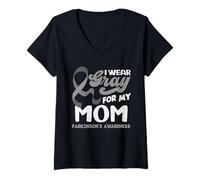 Mujer Me Pongo Gris para mi mamá Apoyo la Conciencia del Parkinson Camiseta Cuello V