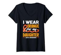 Mujer Me Pongo Naranja para el Mes de concienciación sobre el TDAH de mi Hija Camiseta Cuello V
