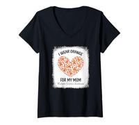 Mujer Me pongo naranja para la conciencia de la esclerosis múltiple de mi madre Camiseta Cuello V