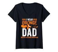 Mujer Me Pongo Naranja para mi papá MS Conciencia de Esclerosis múltiple Camiseta Cuello V