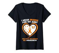 Mujer Me Pongo Naranja para mi tía EM Concientización sobre la Esclerosis múltiple Camiseta Cuello V