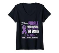 Mujer Me Pongo púrpura para Alguien - Concientización sobre la Enfermedad de Crohn Camiseta Cuello V