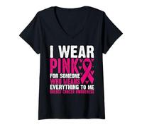 Mujer Me Pongo Rosa para Alguien Que Significa Todo para mí Pecho Ca Camiseta Cuello V
