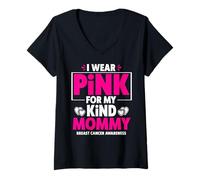 Mujer Me Pongo Rosa para la Conciencia del cáncer de Mama de mi Madre Camiseta Cuello V