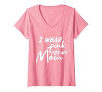 Mujer Me Pongo Rosa para la Conciencia del cáncer de Mama de mi Madre Camiseta Cuello V